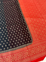 Banarasi viscose Georgette saree MKGS611- Black to Red