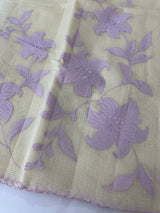 Moonga checks saree with Applique work  MSH160 - Cream & Lavender