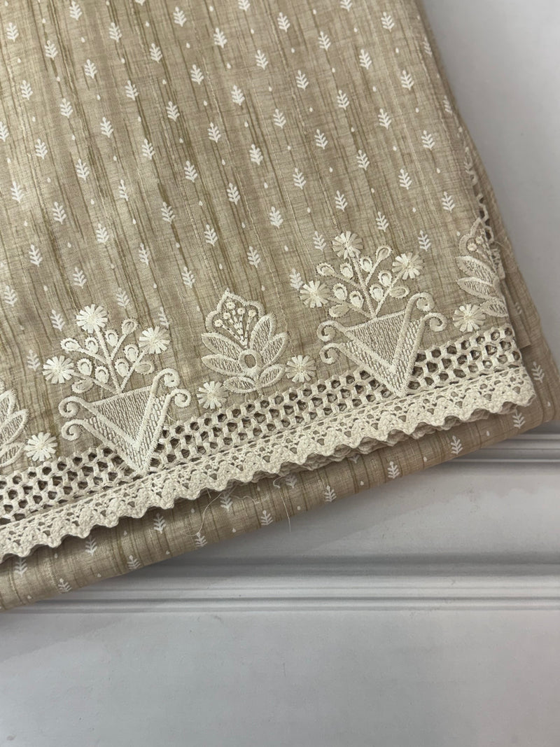 Cutwork blended tussar saree MTS608 - Beige