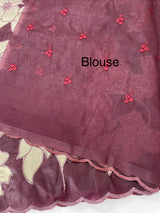 Semi organza saree with tissue applqiue work - MSH931