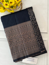 Crepe chiffon saree with brocade blouse - MS1134 Black