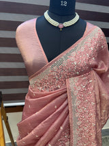 Crush Organza cutwork & embroidery saree SBSCNYY - PinkPeach