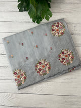 Soft kota silk saree with embroidery MSS678- Pastel BluishGrey