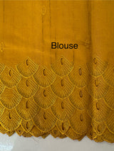 Crushed Matka Blended Tussar silk saree with cutwork borders MS4890 Mustard