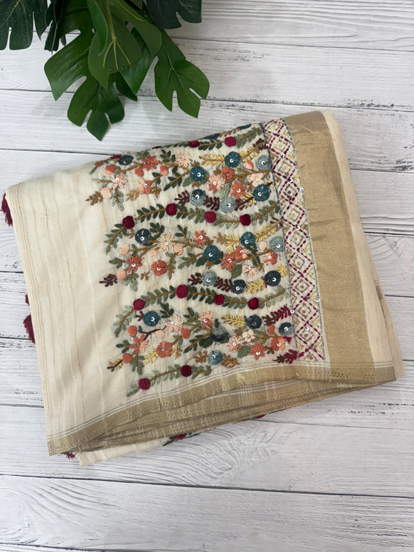 Handworked Blended tussar silk saree MS90543