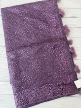 Cutwork satin mix Blended tussar saree with thread work MTS9078- Mauve