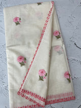 Mul chanderi embriodery saree with scalloped borders MSH290