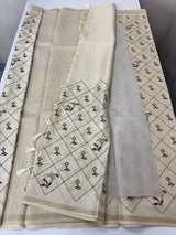 Blended soft tussar silk saree MS90577- Beige