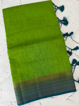 Jute silk sarees with contrast pallu & blouse MJL396
