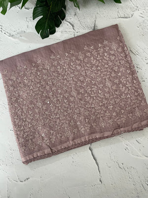 Soft kota checks saree with embroidery - MS7695 DustyMauve