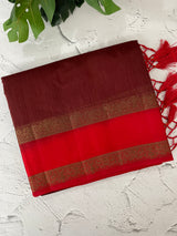 Semi Jute silk sarees with contrast pallu & blouse MJL392