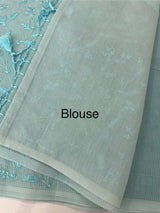Moonga checks saree with embroidery MSH219 Blue