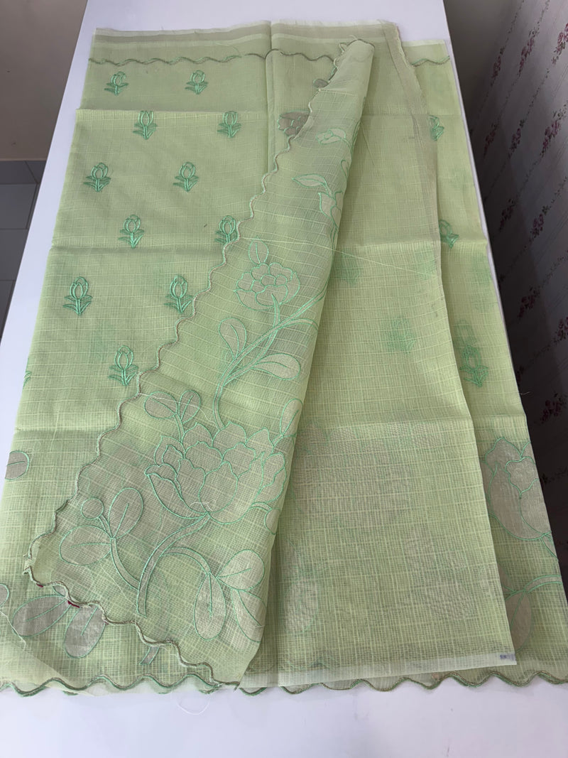 NetKota saree with tissue applique work MS15145 - PastelGreen