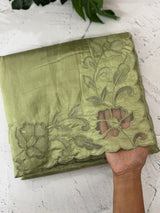 Semi silk saree with applique borders MSH231 DustyPeach