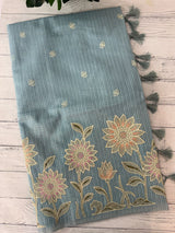 Applique and embroidery work 
 Kota Silk saree MSH118- DuksyBlue