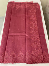 Crushed Matka Blended Tussar silk saree with embroidery MS4890- Burgundy