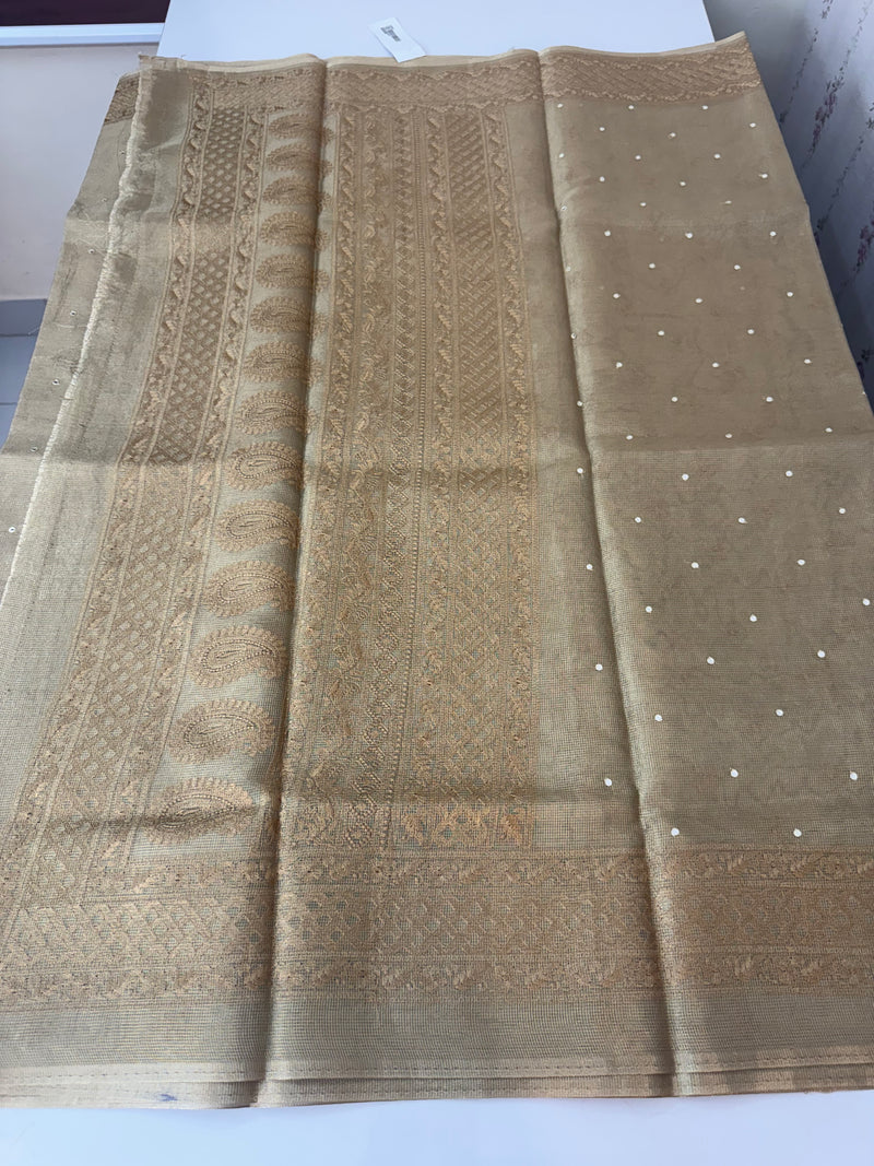 Tissue Silk Saree with mirror work SHRNSMM- Bronze - MS8933