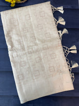 Blended tussar saree with embriodery - MS8665 Cream