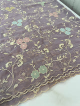 Pure Georgette saree with embriodery and applique work MS15567 Mauve