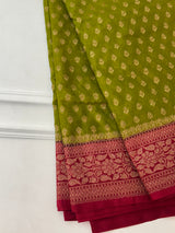 Banarasi viscose Georgette saree MKGS611 - ParrotGreen to Maroon