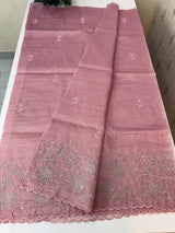 Crush Organza applique work saree MS14589