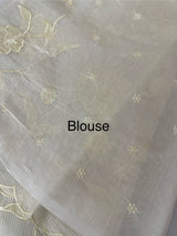 Moonga checks saree with Applique work  MSK766(2) -Ivory