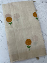 Tissue linen saree with embroidery MSL845
