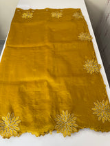Crush Organza saree MSK5463- DeepMustard