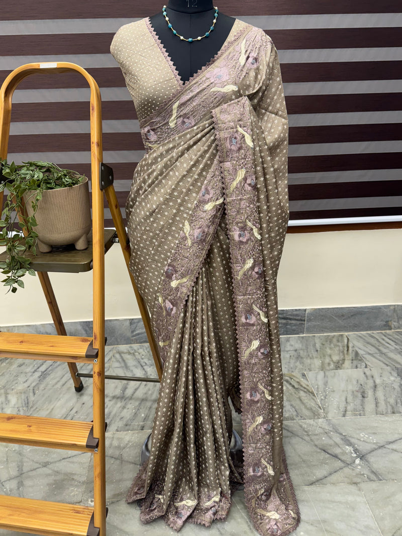 Blended tussar Saree with Embroidery SNFNICY4