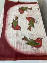 Semi tussar saree with hand painting, kanta embroidery and Pita work MS3433