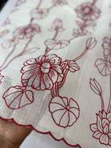 Netkota embriodery saree  MSH119 Red & White