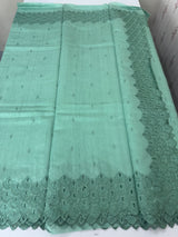 Crushed Matka Blended Tussar silk saree with cutwork borders MS4890 Green
