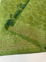 Pure bamboo tussar silk saree with cutwork - MTSS668