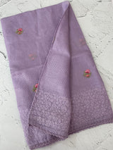 Kota checks embriodery saree MS7689 Lavender