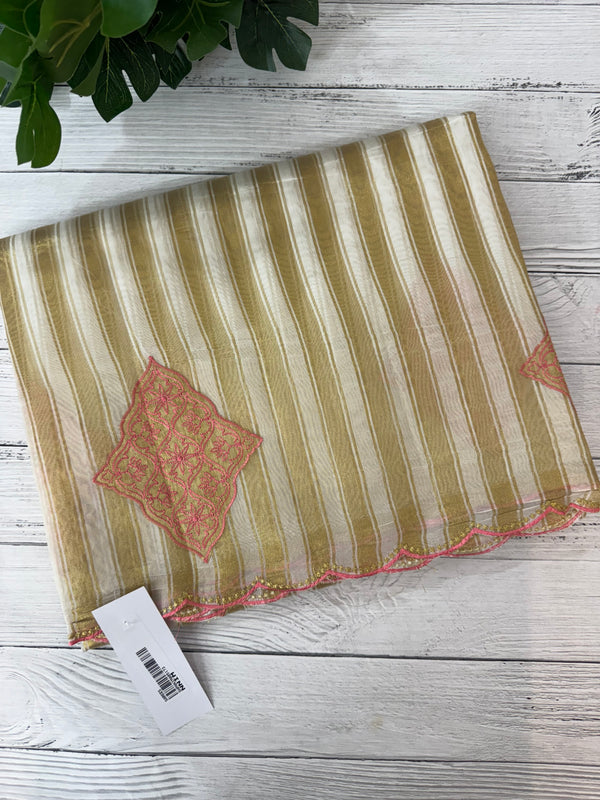 Tissue mix Soft silk saree with embroidery MS8146