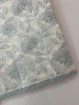 Kota cotton embriodery saree MS1490 - White & GreyishBlue