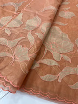 Semi Organza saree with tissue applique work MS5081- Peach