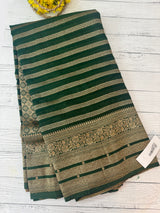 Semi banarasi Khaddi Georgette saree - MS1499 DarkGreen