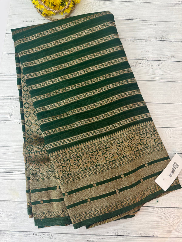 Semi banarasi Khaddi Georgette saree - MS1499 DarkGreen