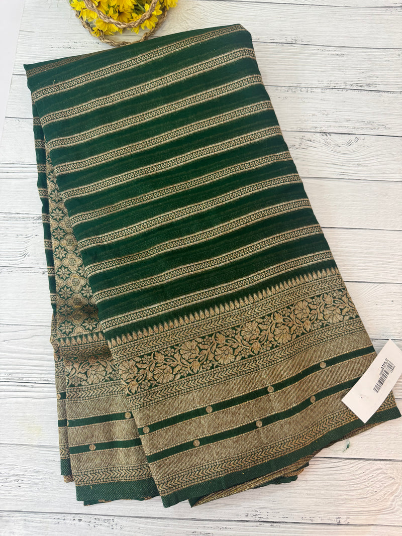 Semi banarasi Khaddi Georgette saree - MS1499 DarkGreen