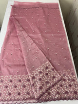 Glassy tissue organza saree with embroidery FKSF133- OnionPink