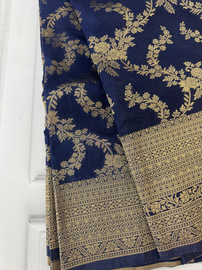 Banarasi viscose Georgette saree SEFNMRM - NavyBlue