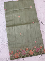 Blended tussar saree with cutwork border- MSHK695