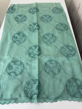 Tussar chanderi cutwork saree MSTC121 GreenBlue