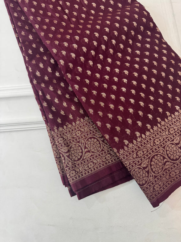 Banarasi viscose Georgette saree MKGS612- Wine