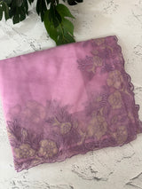 Semi Organza saree with applique borders - MCW799