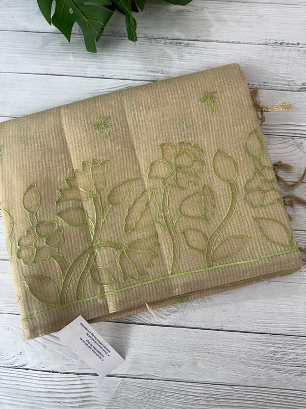 Tissue silk saree with applique work MTSS987