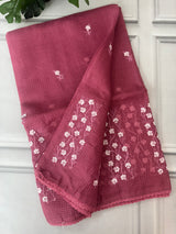 Kota checks saree with embroidery SVTS34- Pink