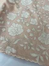 Mul chanderi applique work saree  MSH146 - PastelPeach