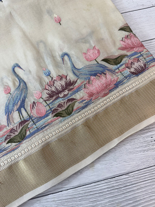 Soft silk saree with embroidery MS98743